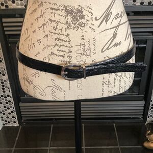 Black croco‎ embossed belt with silver buckle